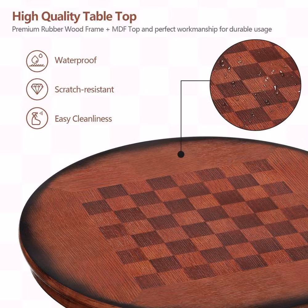 VOGREX Round Rubberwood Pedestal Side Table in Brown, H 76.0 cm x W 106.0 cm – 4