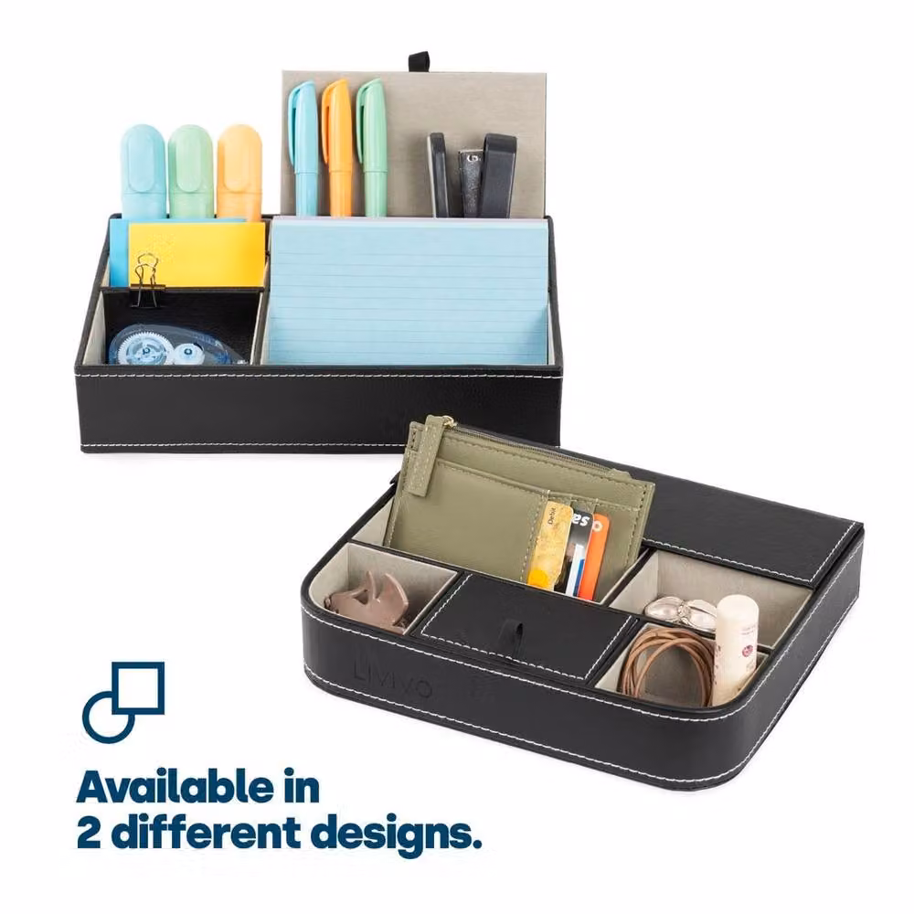 NESTLUNE 6 Section Valet Box Organiser for Watches and Keys in Black – 3