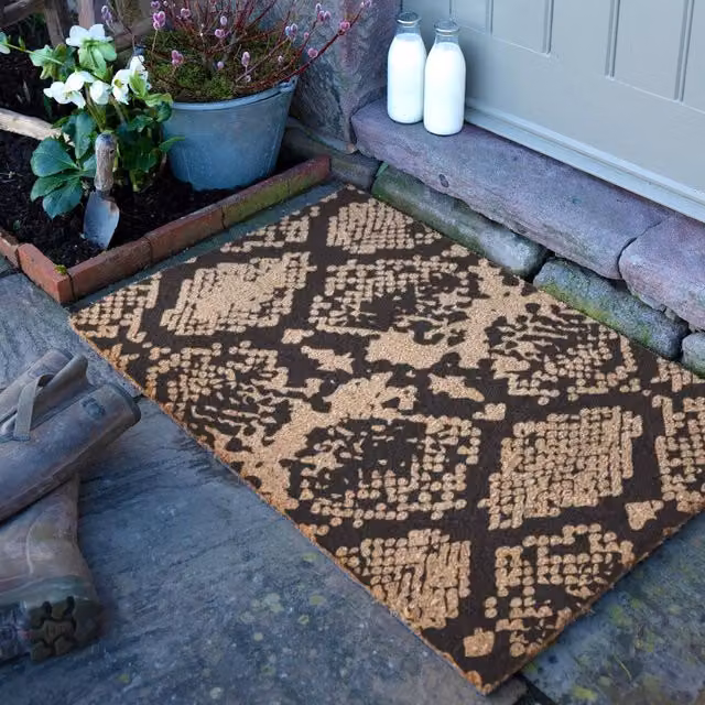 Artsy Mats Snake Print Coir Doormat in Black, W: 90 cm, D: 60 cm – 1