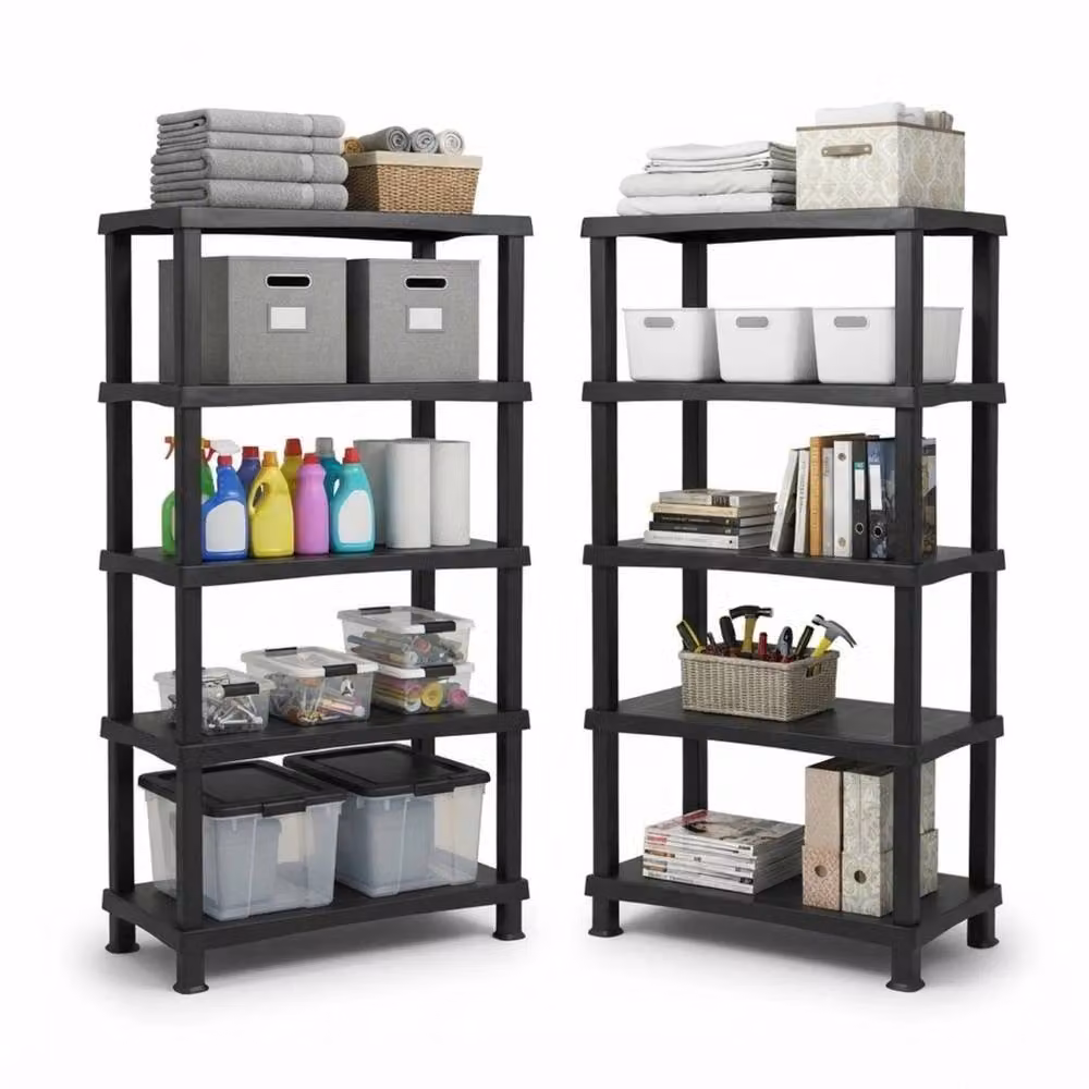 FORGEVIO 2 Pack Black 5 Tier Plastic Storage Shelving Units – 4