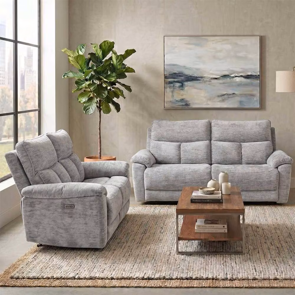 Furnishings For Less UK Kent Electric Reclining Sofa Suite 3 + 2 in Dove Grey – 2