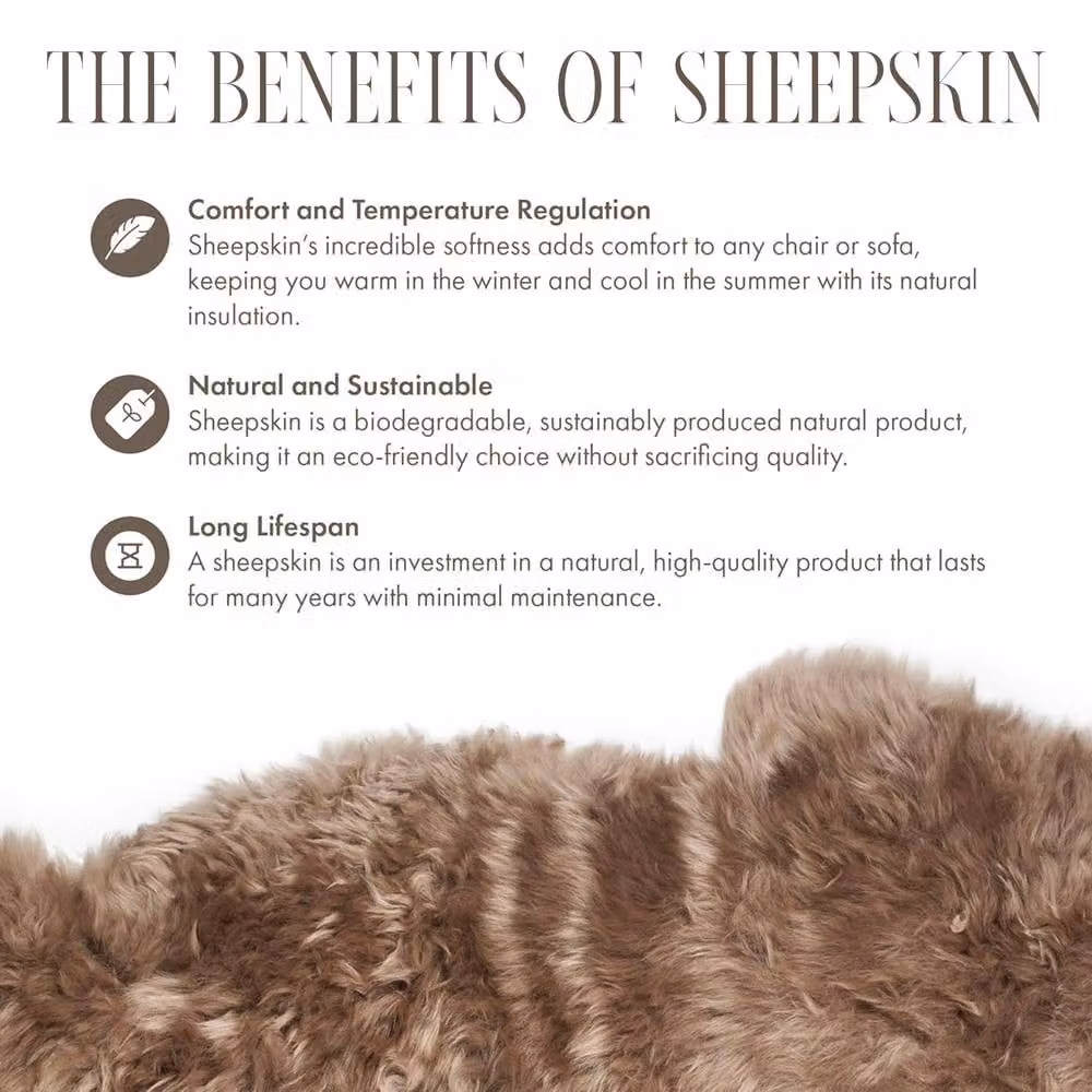 Infinity Leather Natural Sheepskin Wool Single Rug in Taupe, W: 90 cm, D: 60 cm – 5