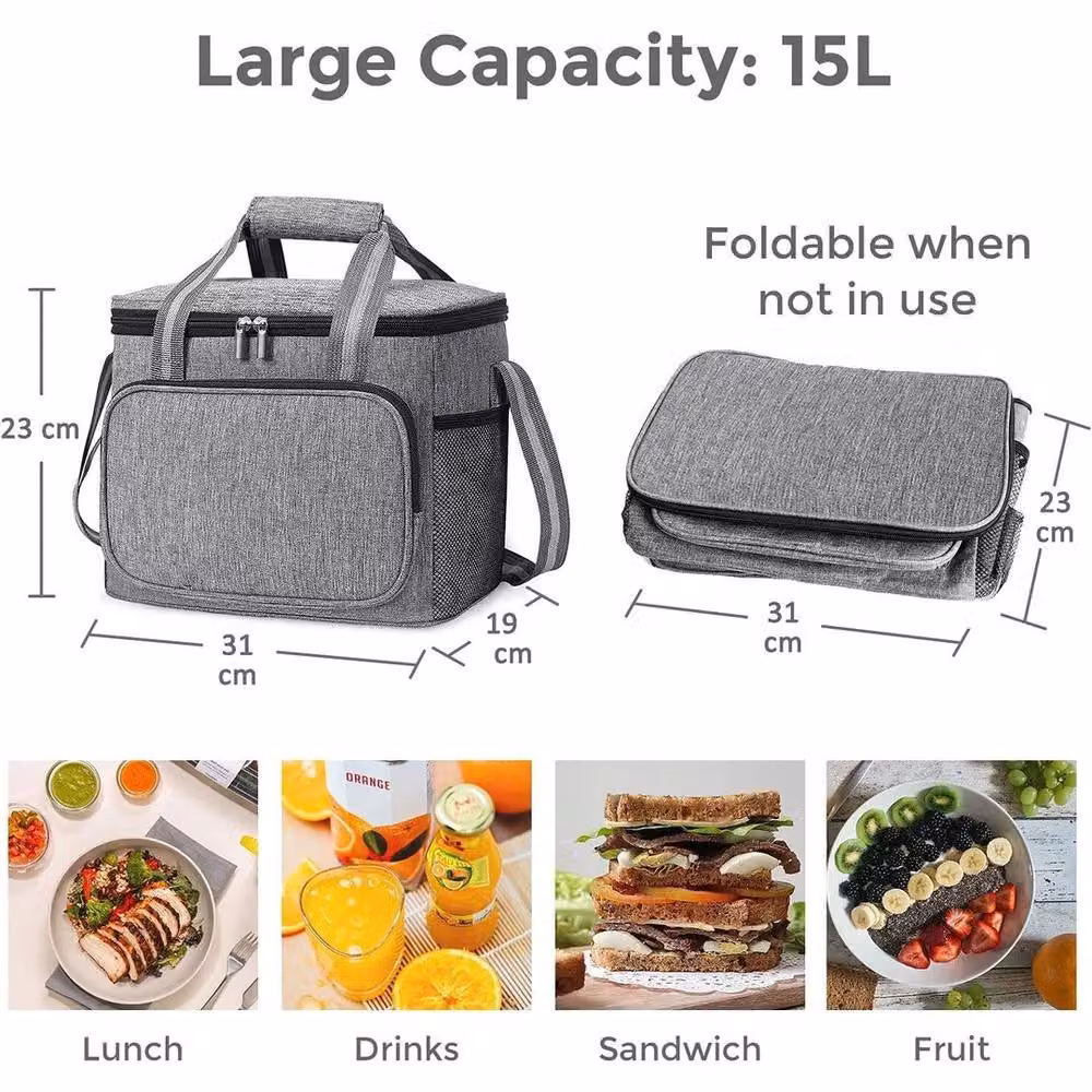 FLAVORA Large Insulated Lunch Bag for Adults in Grey – 2