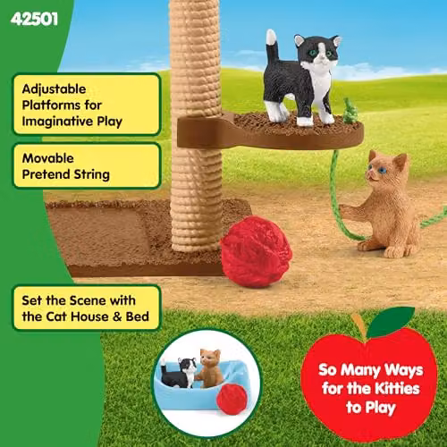 Schleich Farm Playtime Cat Animal Toy Set in Multicolour – 5