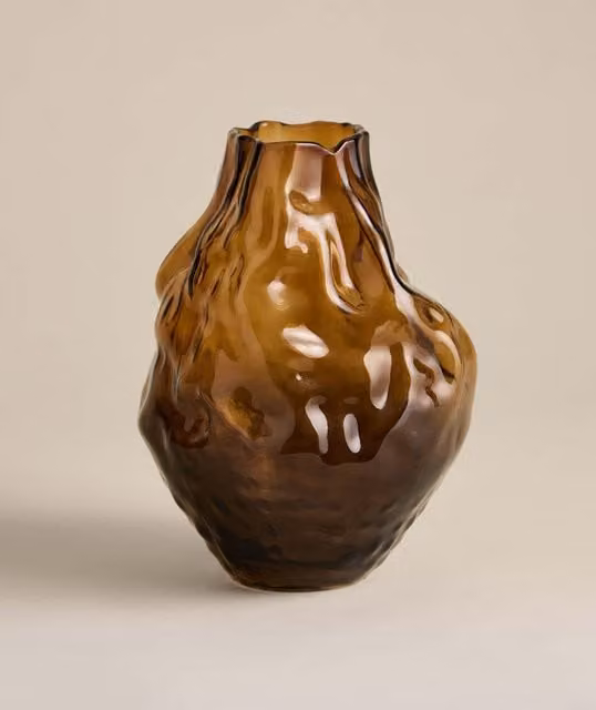 M&S Modern Organic Brown Smoked Glass Tabletop Vase