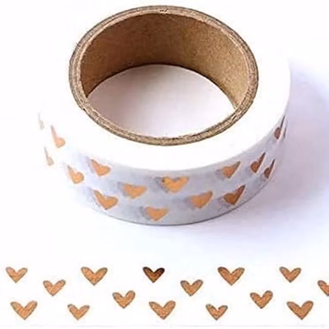 Syntego Rose Gold Hearts Washi Tape in Gold and White