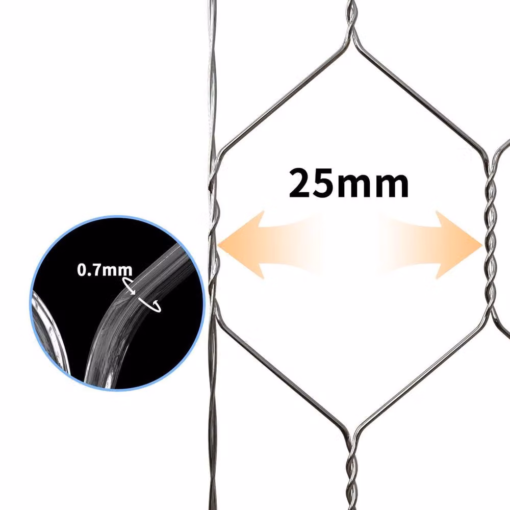 FLAVORA Galvanised Silver Hexagonal Chicken Wire Mesh, W: 60 cm, H: 5 m – 2