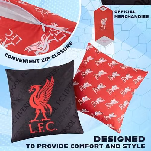 Liverpool F.C. Square Cushion Covers, Pack of 2, Red, Black and Multicolour, W/D/H: 39 x 39 x 39 cm – 3