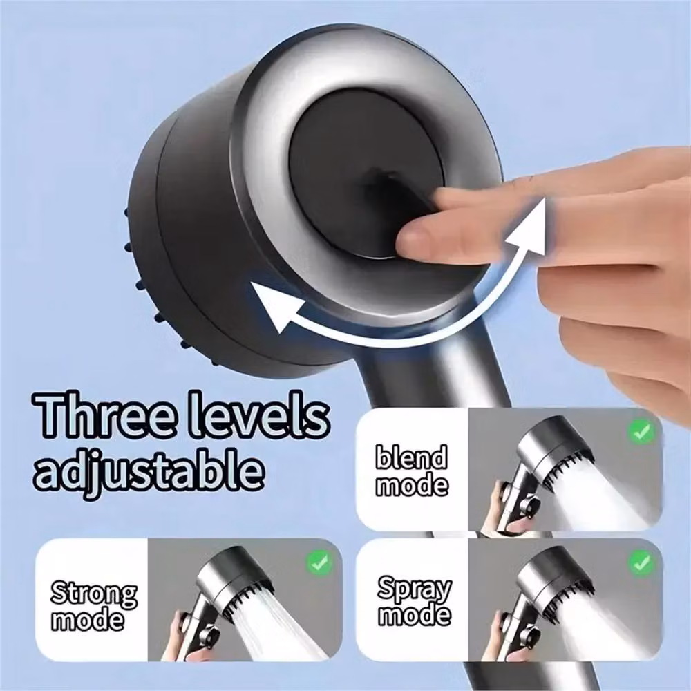 SPETLEK 3 Mode Shower Head with Rain and Massage Settings in Silver – 3