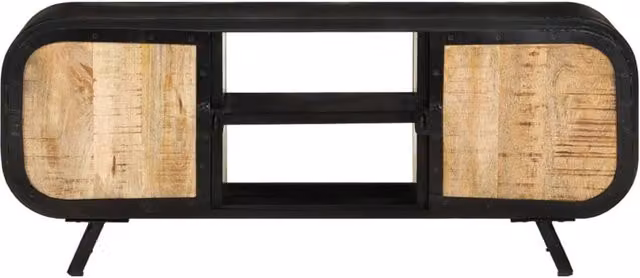 Berkfield Home Industrial TV Cabinet in Brown Rough Mango Wood, W/D/H: 110 x 30 x 45 cm – 1