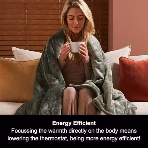 Morphy Richards EverCosy Small Fleece Electric Heated Throw in Green, W: 160 cm, D: 130 cm – 2