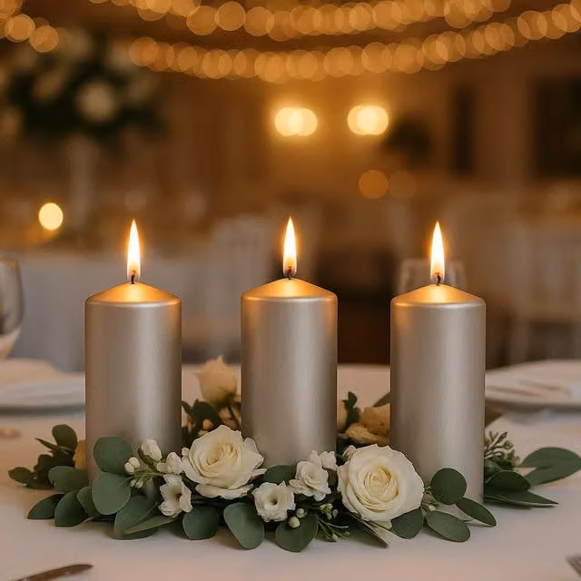 Marco Paul Classic Unscented Large Pillar Candle Set in Silver