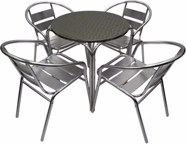 NESTLUNE Silver Aluminium Garden and Catering Furniture Set, W: 100 cm, D: 15 cm