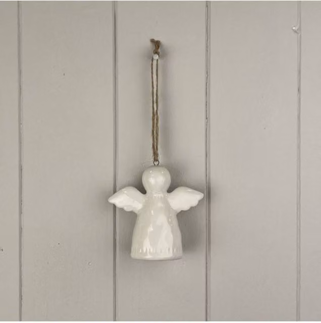 KDMD White Ceramic Hanging Angel Christmas Decoration Figure