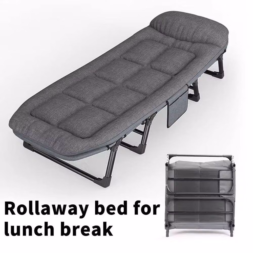 EONLION Folding Sun Lounger Recliner with Adjustable Headrest in Grey – 2
