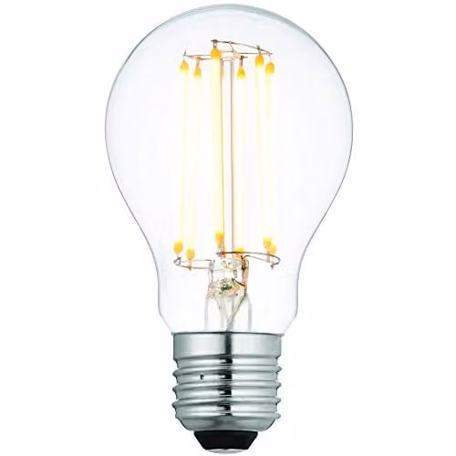 Loops E27 Dimmable LED Filament Light Bulb, 6W Warm White 2700K, 1100 Lumen Transparent Glass Globe Lamp