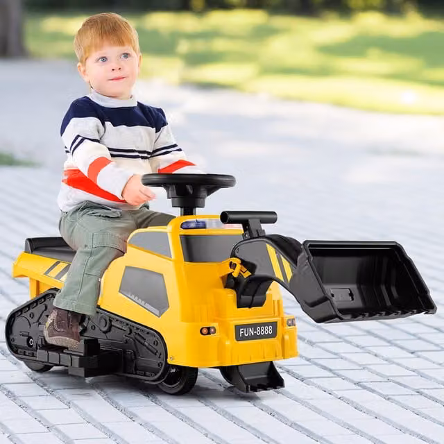 COSTWAY 3-in-1 Electric Ride on Tractor Toy with Light and Sound in Yellow