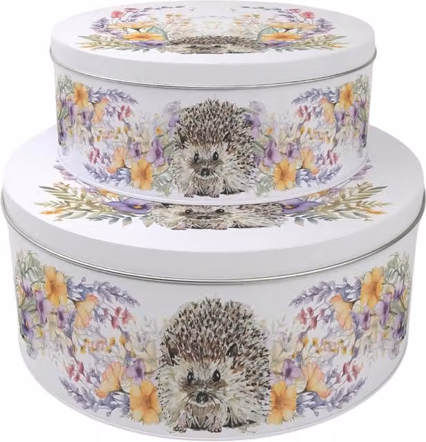 Purely Home Round Multicoloured Floral Hedgehog Cake Tin Set
