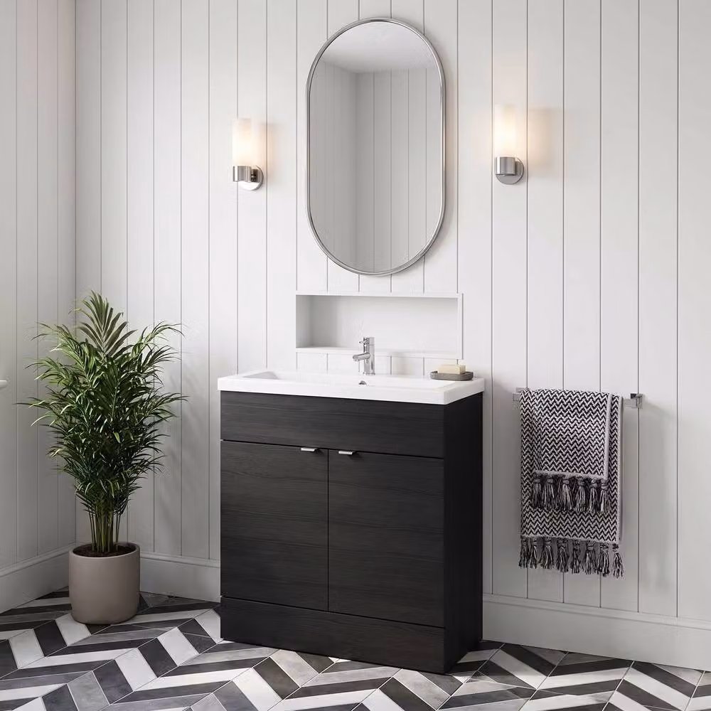 Balterley Alrewas Contemporary 2 Door Freestanding Vanity Basin Unit, Black, Width: 80 cm – 2