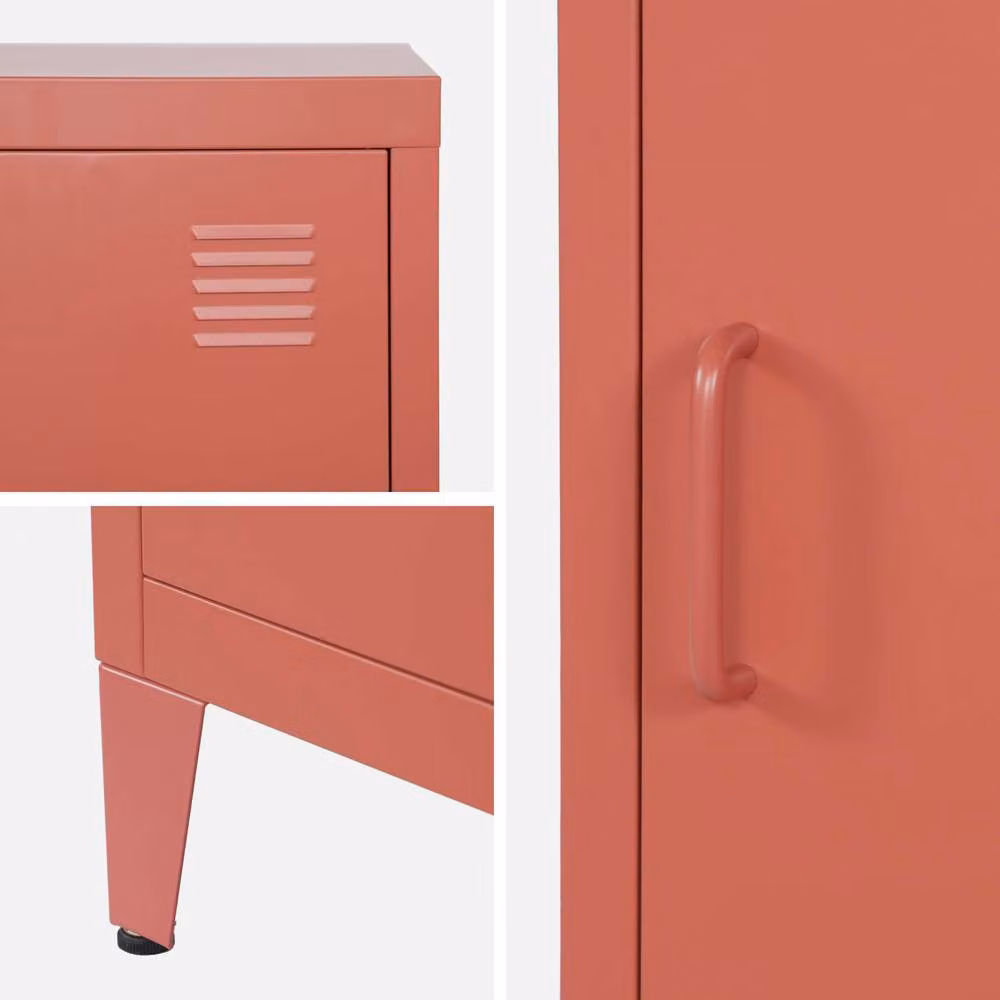 sweeek Industrial Metal Bedside Table with 1 Door in Terracotta – 3