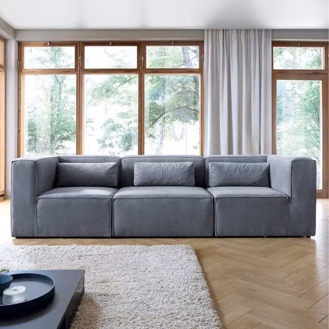 Abakus Direct Doris 4 Seater Upholstered Sofa in Grey