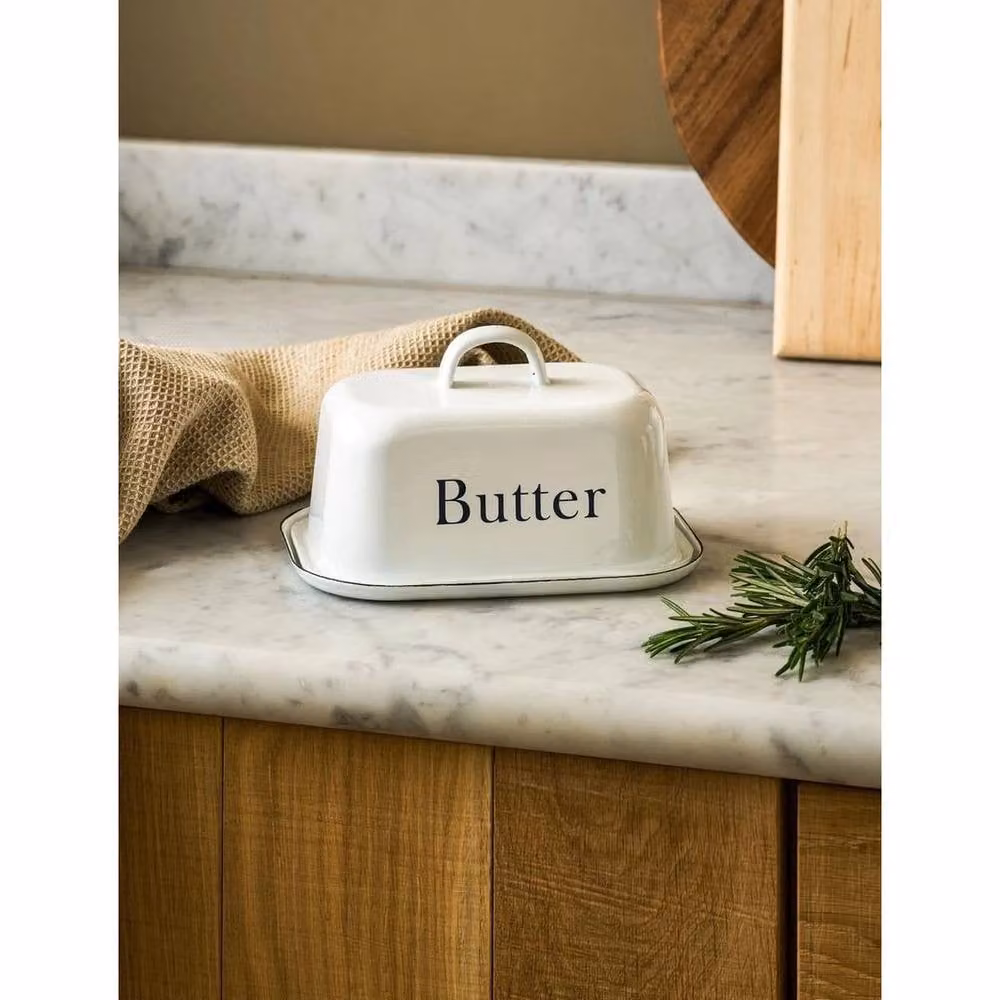 Kelvenix White Enamel Butter Dish with Loose Lid – 3
