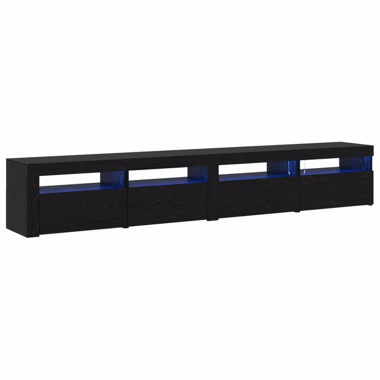 Berkfield Home 3 Piece Modern TV Cabinet Set with Integrated LED Lighting in Black Oak Matt Engineered Wood
