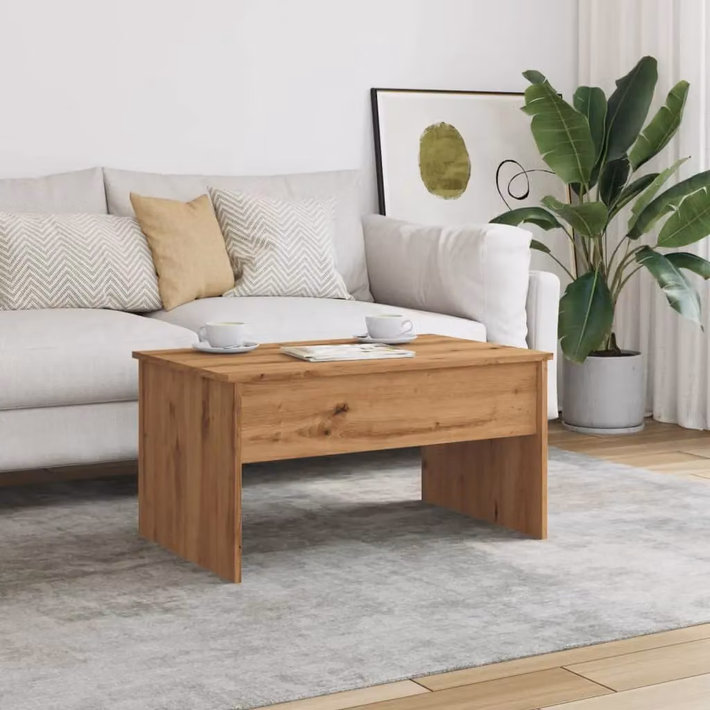 Berkfield Home Artisan Oak Coffee Table in Brown, W: 80 cm, D: 50.5 cm, H: 41.5 cm – 3