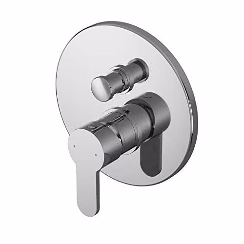 Nuie Arvan Modern Round Concealed Manual Shower Valve with Diverter and Single Lever Handle, Chrome, Diameter: 17 cm – 1