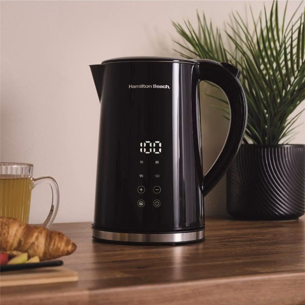 Hamilton Beach FlexiControl Retro Kitchen Set in Black, including 1.7L Digital Kettle, 2-Slice Toaster and 20L Microwave – 2
