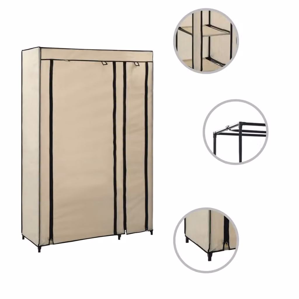Berkfield Home Folding Wardrobe in Cream Fabric, W/D/H: 110 x 45 x 175 cm – 2