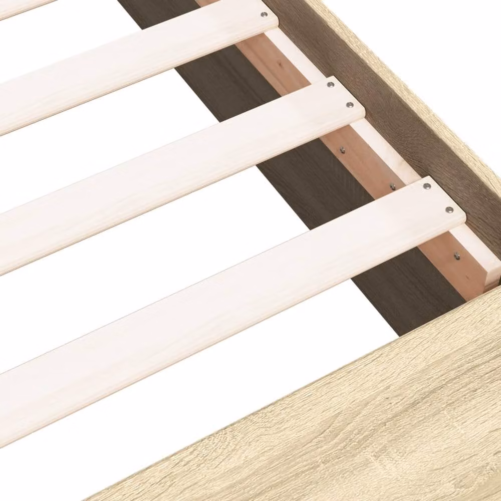 Berkfield Home Sonoma Oak Bed Frame in Beige, W/D/H: 90 x 200 cm – 4