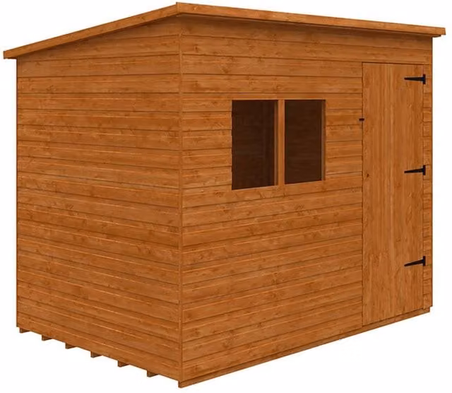 Buttercup Farm Deluxe Pent Wooden Shed in Orange and Grey, W: 274.3 cm, D: 183 cm, H: 217.3 cm – 1