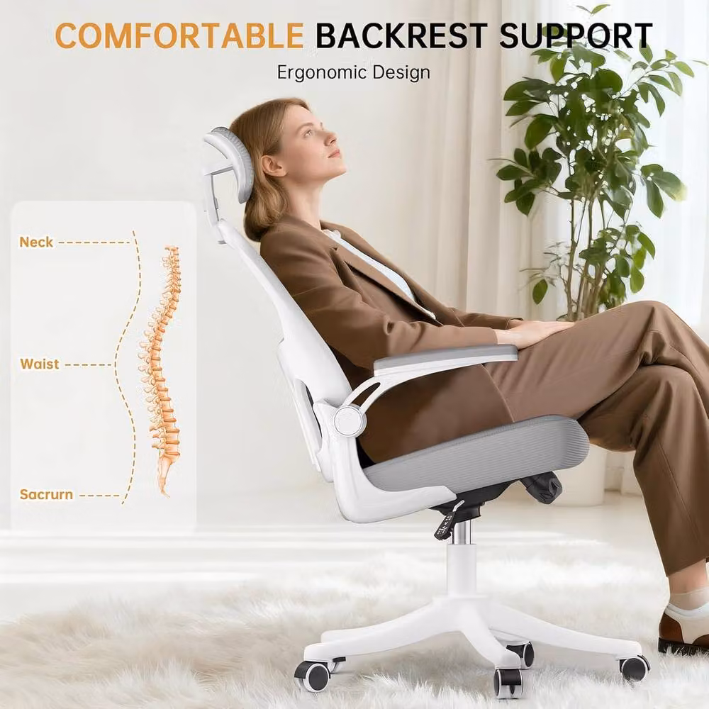 Gartistgo Ergonomic Mesh Office Chair in Grey with Adjustable Headrest and Lumbar Support – 2