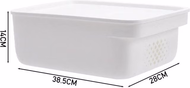 FORGEVIO White Plastic Storage Box, W: 28 cm, D: 38.5 cm, H: 14 cm