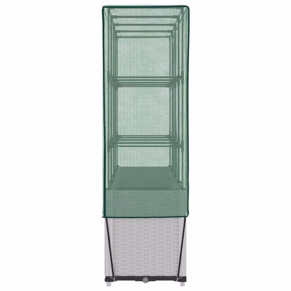 Berkfield Home Raised Bed with Greenhouse Cover in White Rattan Look, W: 160 cm, D: 40 cm, H: 153 cm – 3