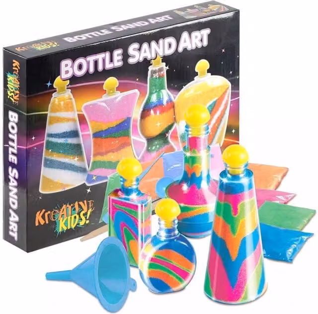 The Magic Toy Shop 11 Piece Kids Creative Sand Art Bottle Set in Purple and Multicolour