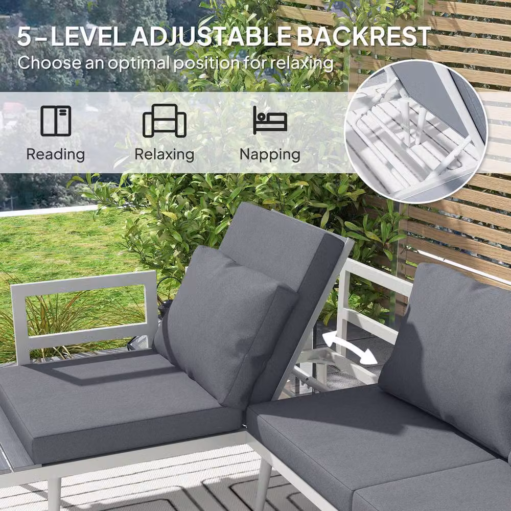 STILVORA 3-Piece Modern Sofa with Adjustable Lounger in Grey – 5