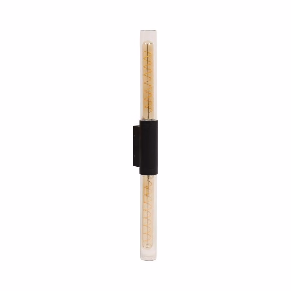Lucide PILAR Black Wall Light for Indoor and Outdoor Use with 2 x E27 Sockets and IP54 Rating – 2