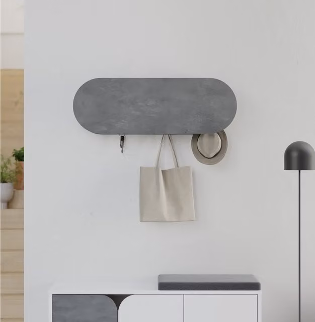 Decortie Modern Matt Grey Panel Hanger Rack for Bedrooms
