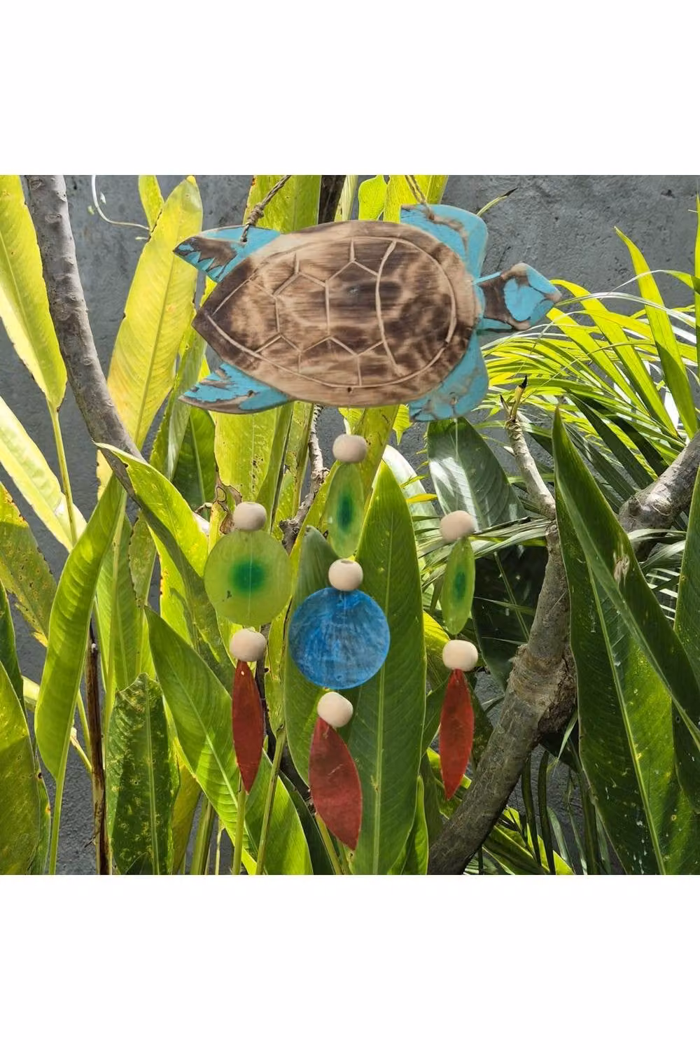 KDMD Aqua Turtle and Copis Drop Wood Carving Nautical Coastal Tabletop Decor in Turquoise and Multicolour – 2