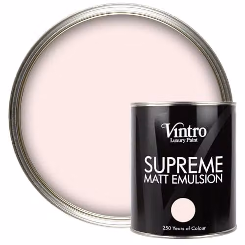 Vintro Luxury Matt Emulsion Multi Surface Paint in Subtle Pink - Candyfloss, 1L – 1