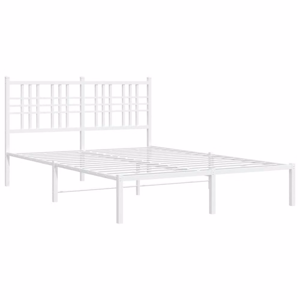 Berkfield Home Metal Bed Frame with Headboard in White, W/D/H: 120 x 190 cm – 3