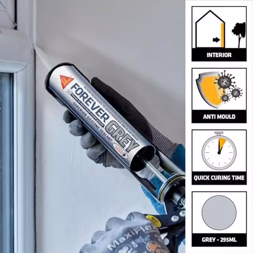 Sika Waterproof Silicone Sealant, Grey, 310ml – 2