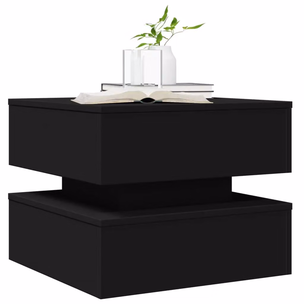 Berkfield Home Modern Black Square Coffee Table with LED Lights W/D/H: 50 x 50 x 40 cm – 5