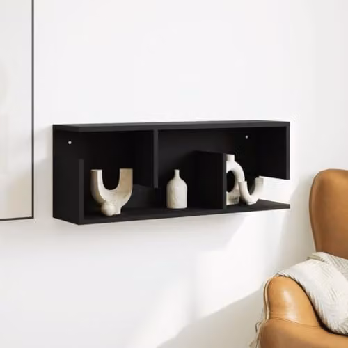 vidaXL Wall Cabinet in Black MDF, W: 80 cm, D: 30 cm, H: 30 cm – 2