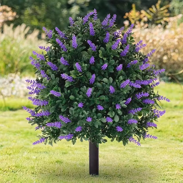 Dyzi Artificial Lavender Topiary Tree in Green and Purple, Height: 61 cm