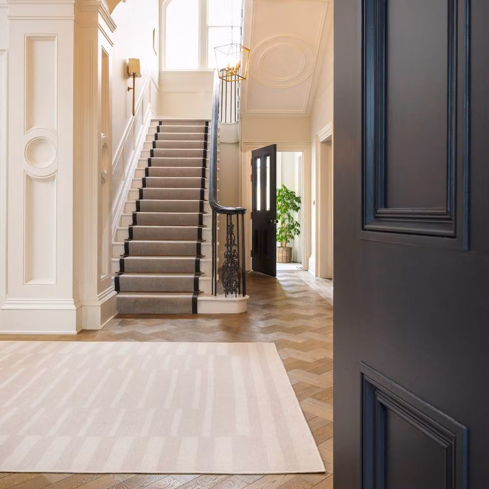 Kukoon Beige Geometric Scandinavian Machine Woven Washable Area Rug for Living Room and Hallway, W: 80 cm, L: 300 cm – 3