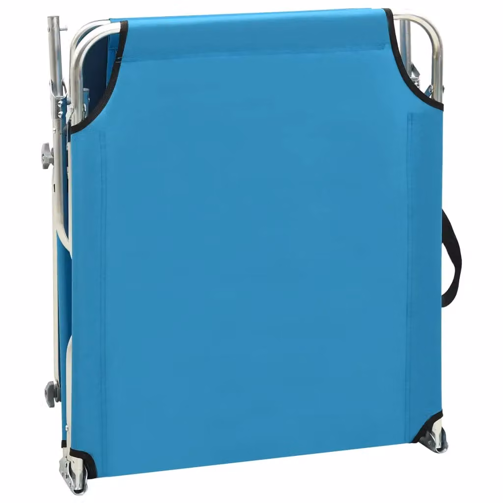 Berkfield Home Folding Sun Lounger with Canopy and Adjustable Headrest in Blue Powder Coated Aluminium – 2