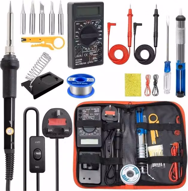 VOGREX 60W Soldering Iron Kit with Multimeter in Black